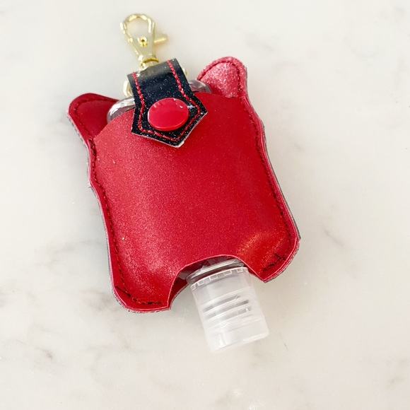 Minnie Mouse Bow Hand Sanitizer Holder Clip On Red Black - Picture 2 of 11